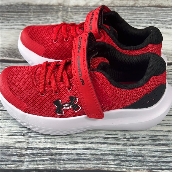 Under Armour Kids UA BPS Surge 4 AC Sneakers - Red/White (Size 12K) - Picture 5 of 11
